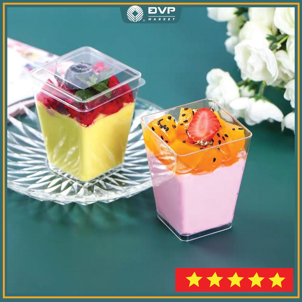 Ly nhựa mousse vuông BN24 (25c kèm nắp)