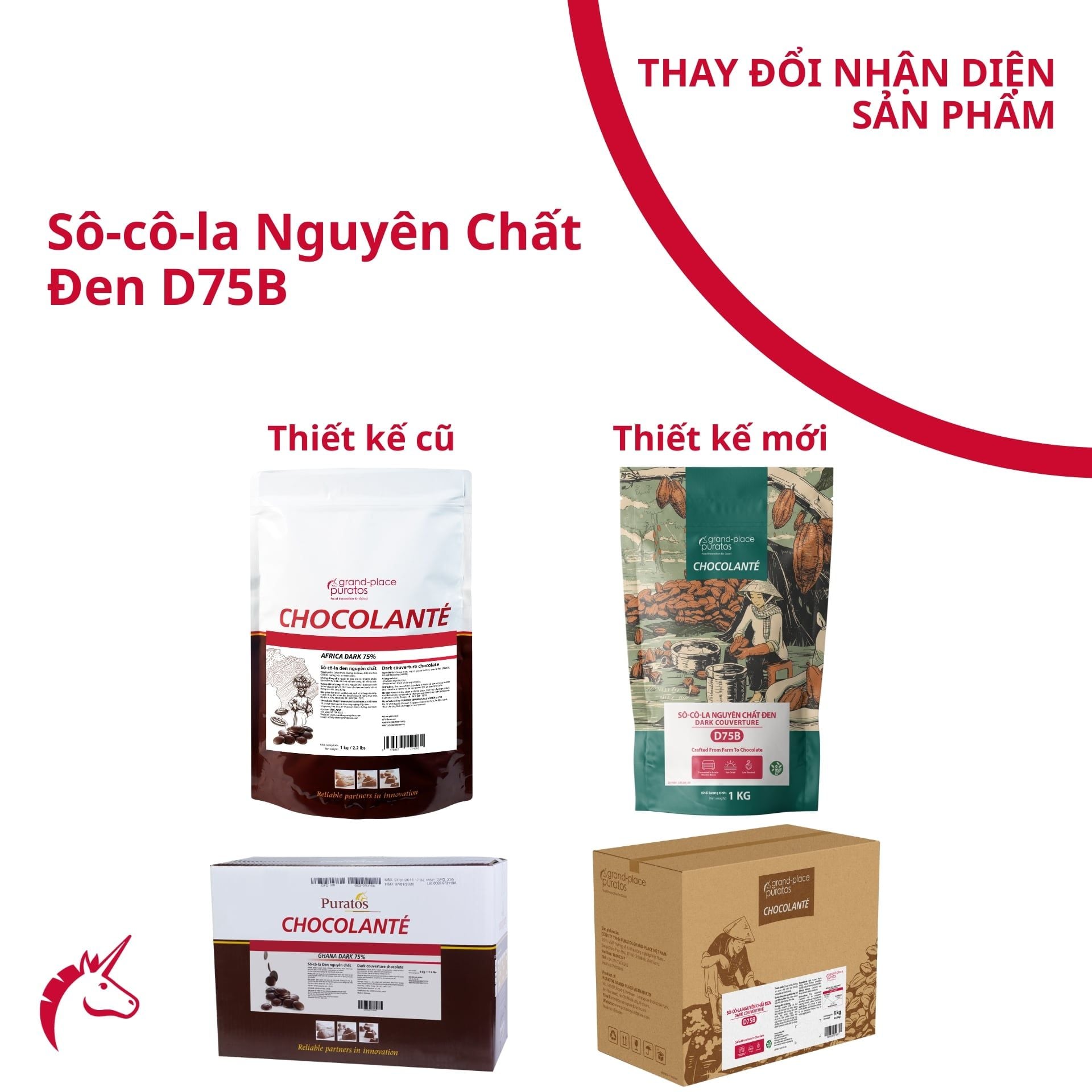 Puratos - Socola nút đen Ghana dark 75% (1kg)
