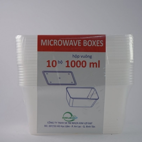 Hộp nhựa chữ nhật đựng thức ăn 1000ml (lẻ)