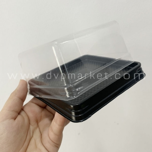 Trung Thu - Hộp bánh nhựa - Vuông  - Đế đen - XY11 - 200g (Lốc 50c)