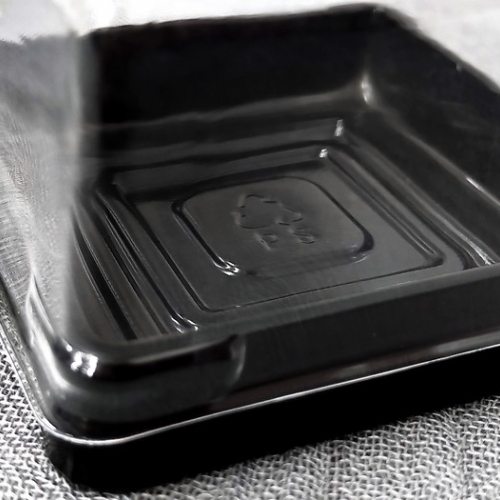 Trung Thu - Hộp bánh nhựa - Vuông  - Đế đen - 50g (Lốc 50c)