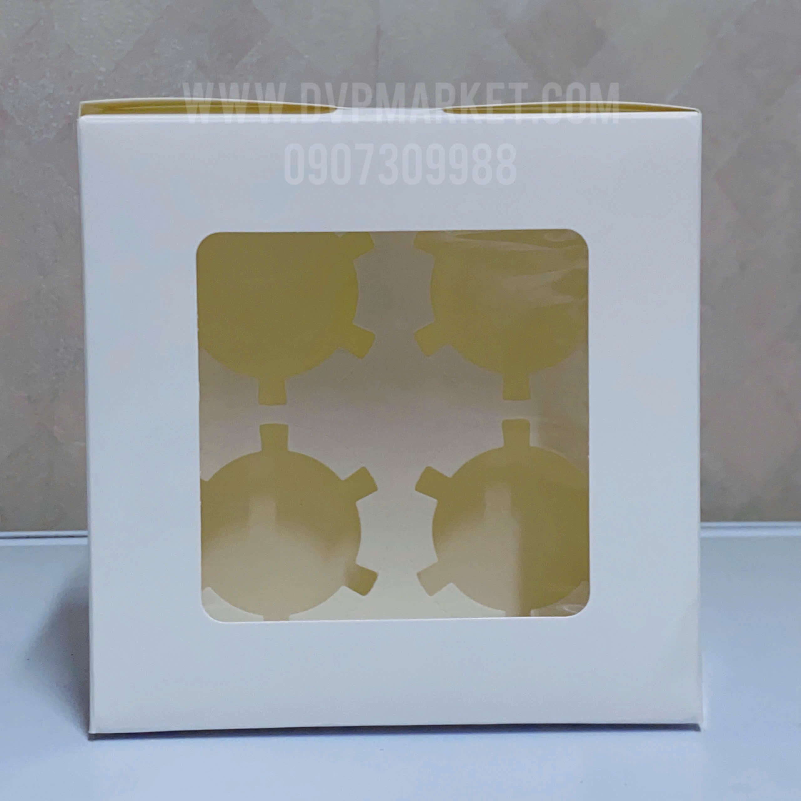 Set 5 - Hộp đựng bánh cupcake - 4 bánh - Mở nắp (Trắng)