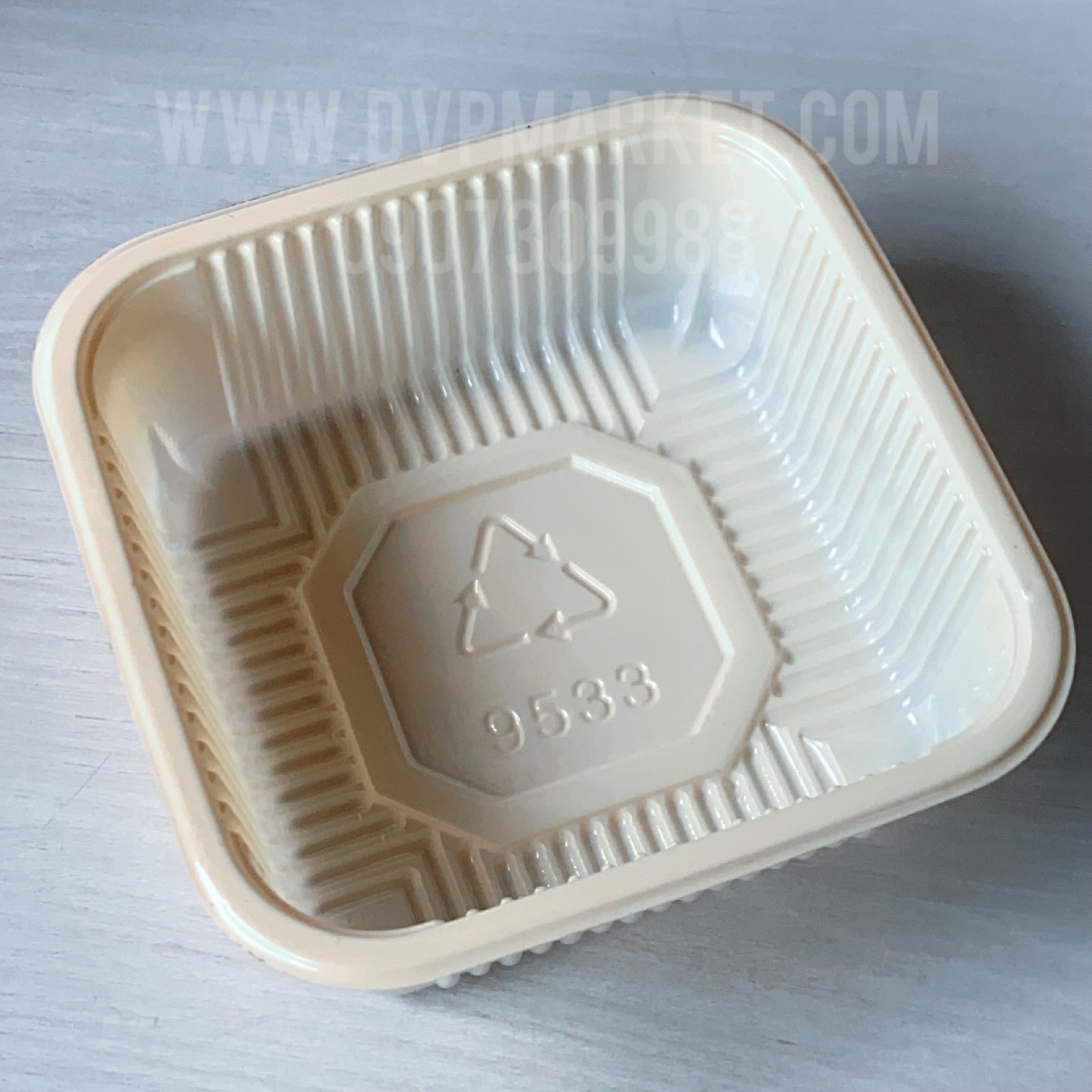 Trung Thu - Khay đựng bánh - Vuông - Kem - Xấp 50c - 9.5 (150g-180g)