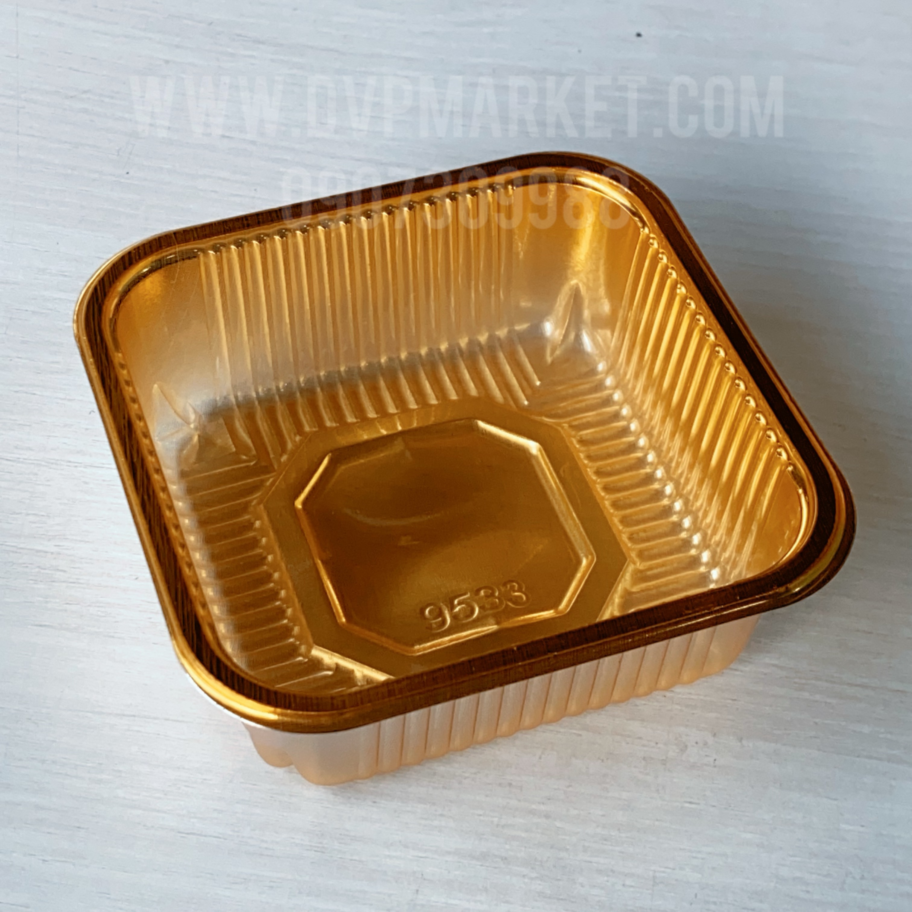 Trung Thu - Khay đựng bánh VN - Vuông - Vàng - Xấp 50c - 9.5 (150-180g)