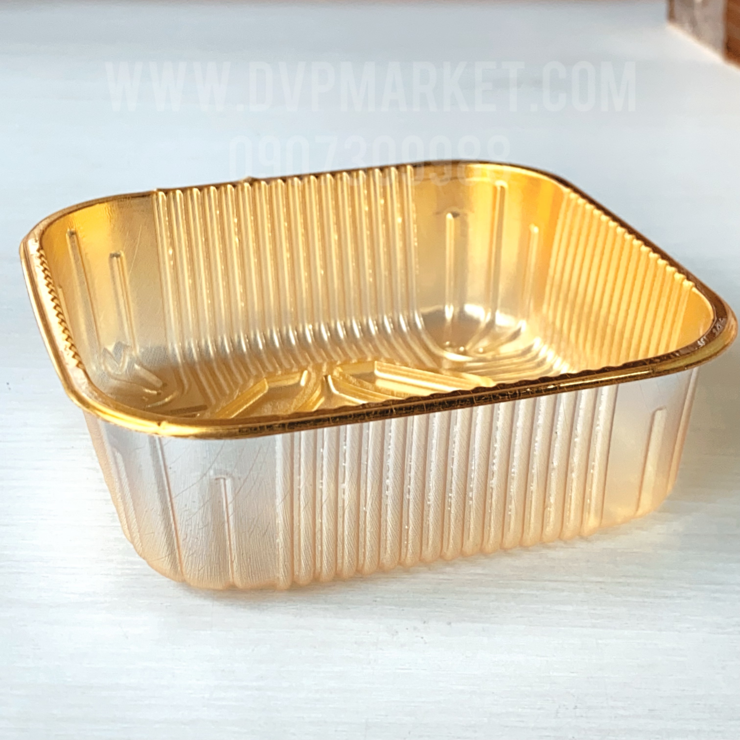 Trung Thu - Khay đựng bánh VN - Vuông - Vàng - Xấp 50c - 10.5 (250-300g)