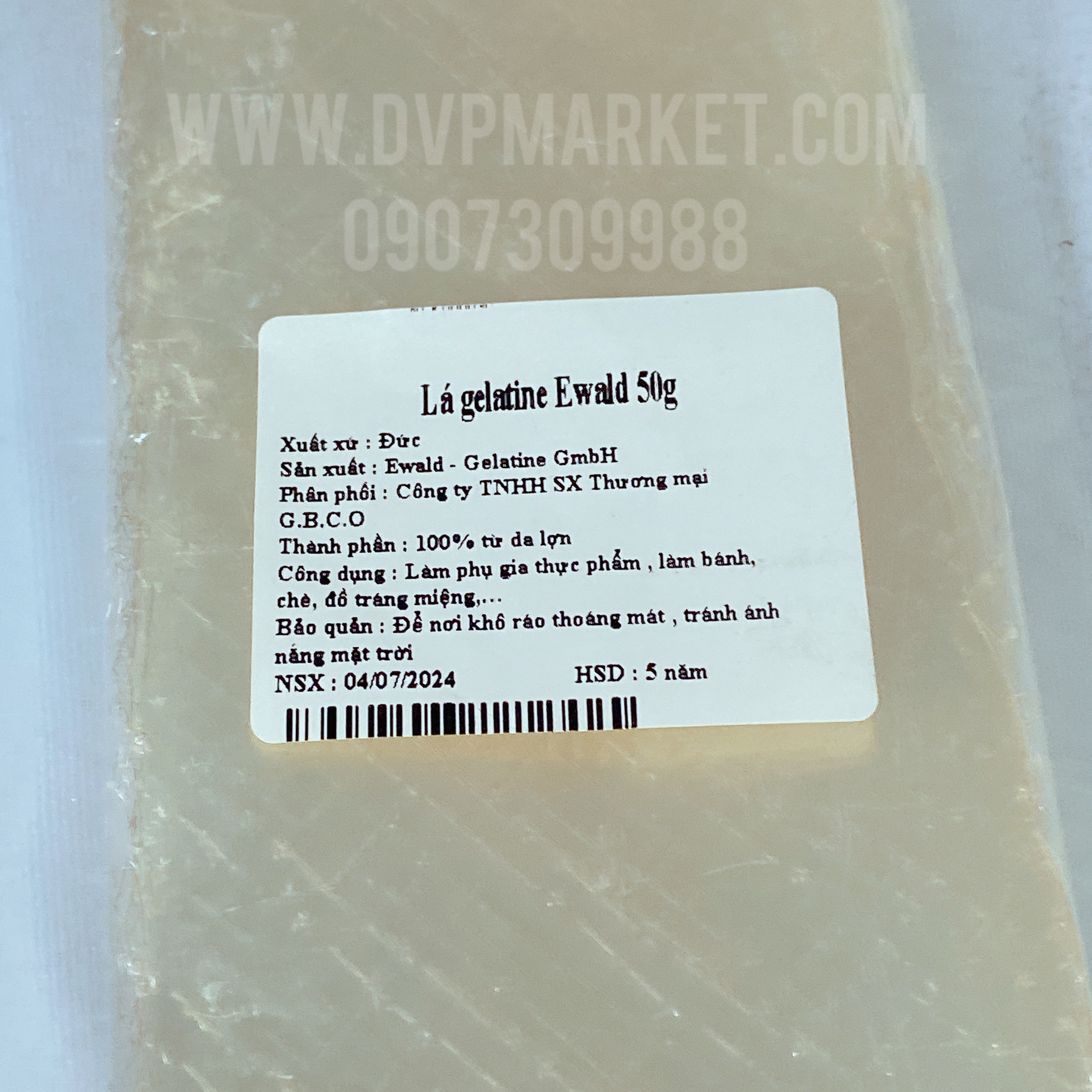 Lá gelatine Ewald 50g