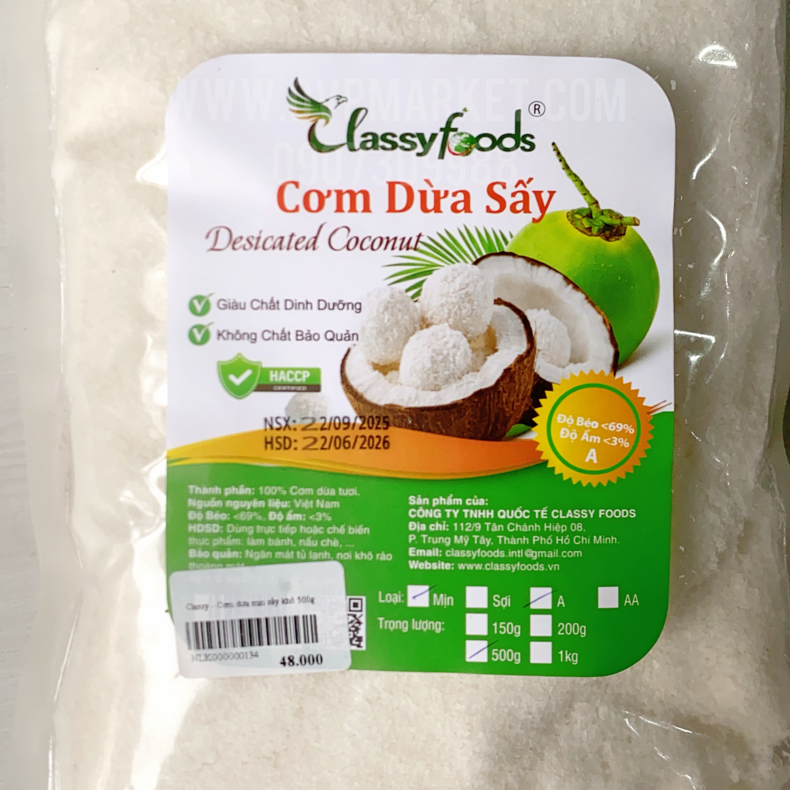 Classy - Cơm dừa mịn sấy khô 500g