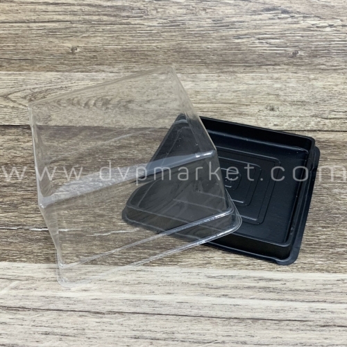 Trung Thu - Hộp bánh nhựa - Vuông  - Đế đen - 200g (Lốc 50c)