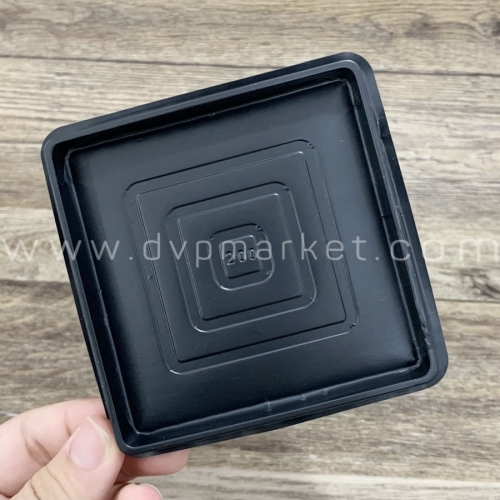 Trung Thu - Hộp bánh nhựa - Vuông  - Đế đen - 200g (Lốc 50c)