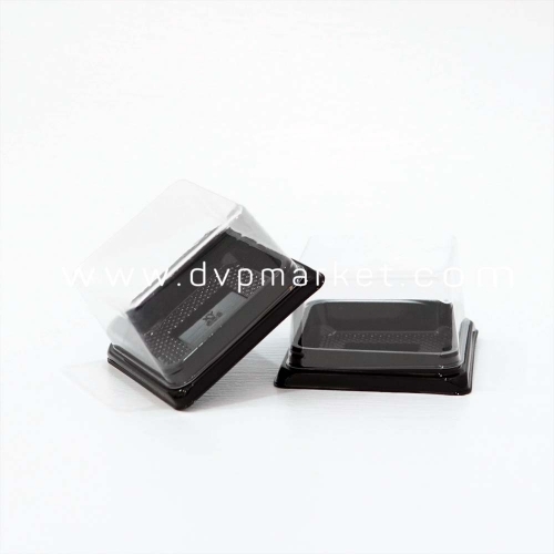 Trung Thu - Hộp bánh nhựa - Vuông  - Đế đen - 75g (Lốc 50c)