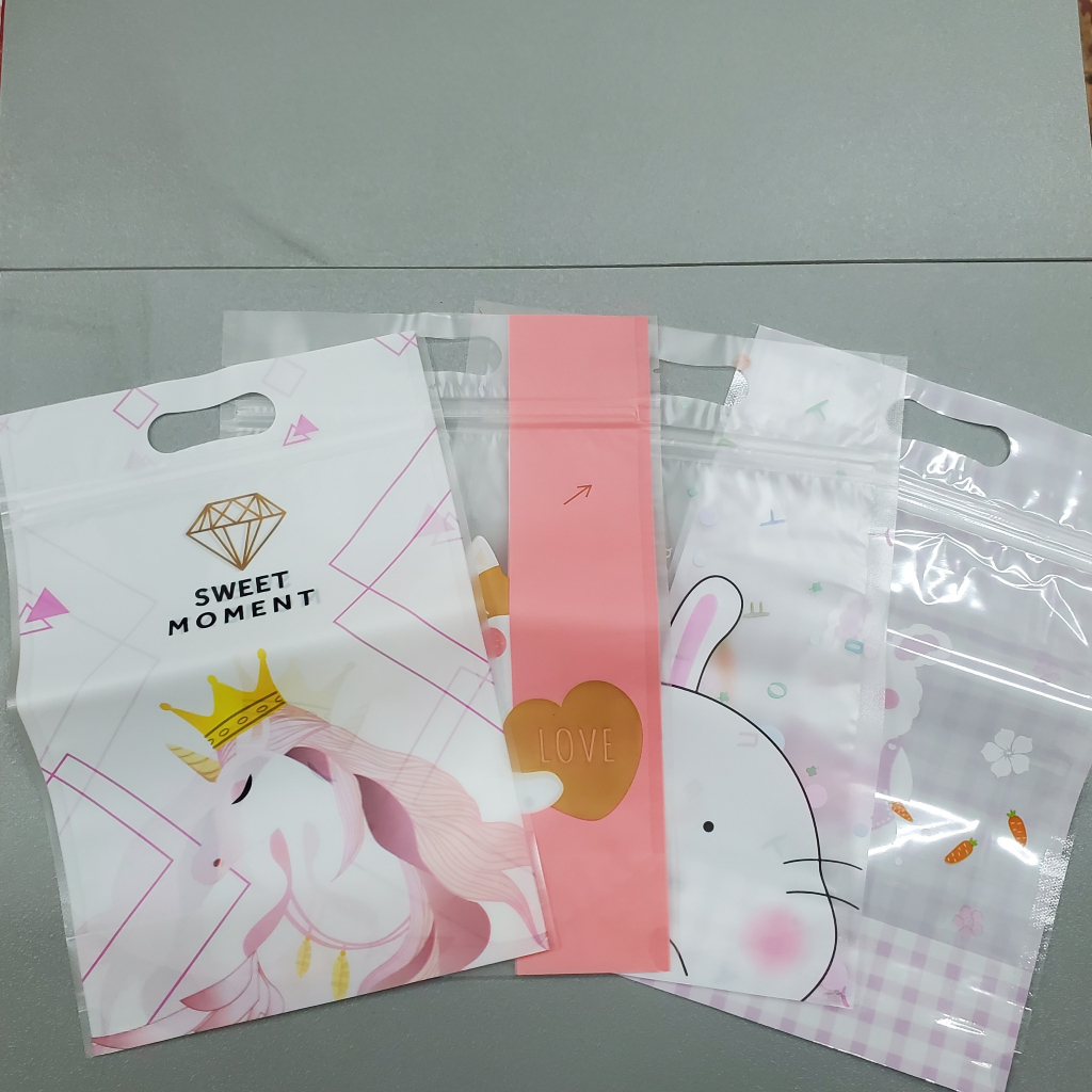 Túi zip trong suốt size 32x26.5x19 - Màu xanh (Xấp 10c)
