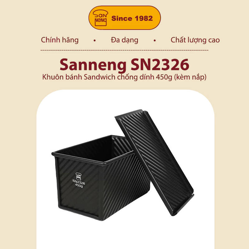 Sanneng SN2326 - Khuôn bánh Sandwich chống dính 450g (kèm nắp)