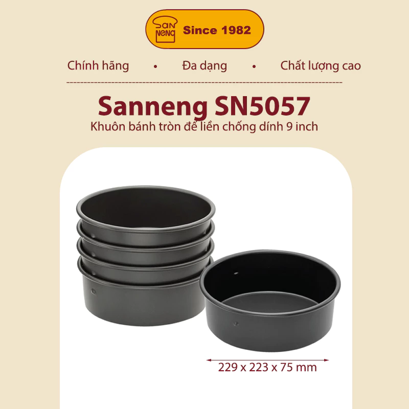 Sanneng SN5057 - Khuôn bánh tròn đế liền chống dính 9 inch