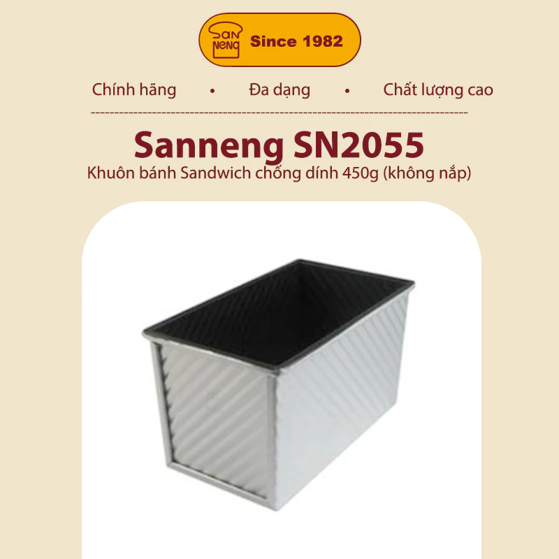 Sanneng SN2055 - Khuôn bánh Sandwich chống dính 450g (ko nắp)