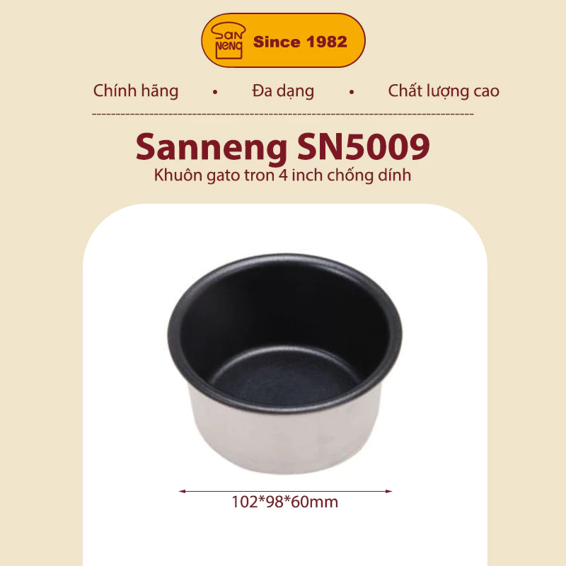 Sanneng SN5009 - Khuôn gato tron 4 inch chống dính