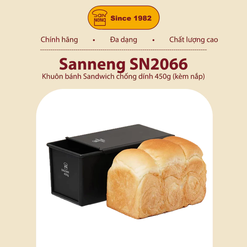 Sanneng SN2066 - Khuôn bánh Sandwich chống dính 450g (kèm nắp)