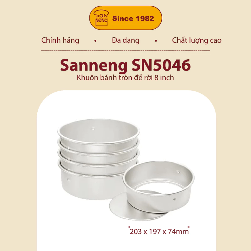 Sanneng SN5046 - Khuôn bánh tròn đế rời 8 inch