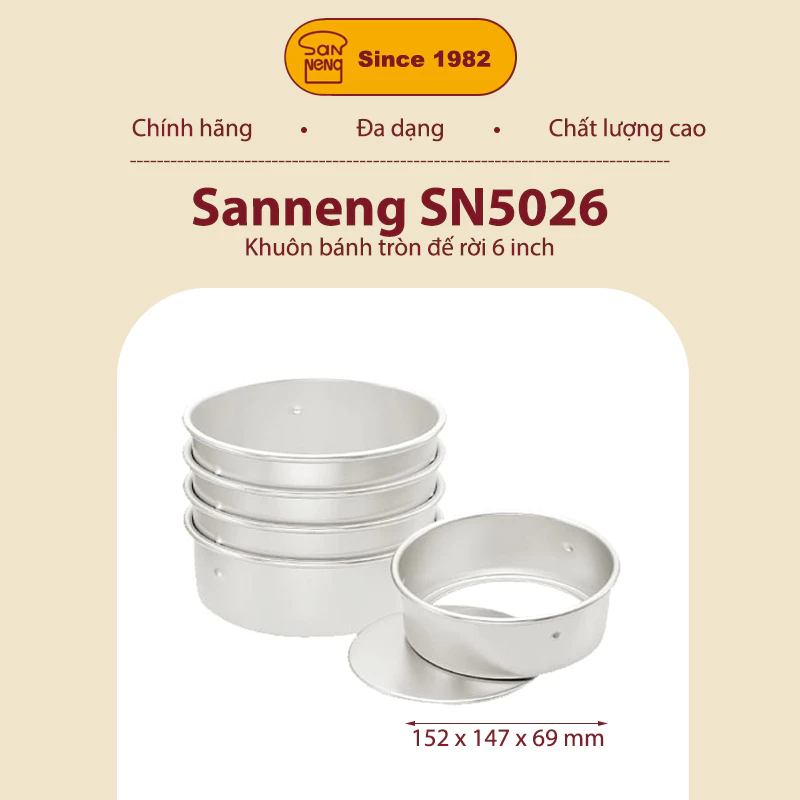 Sanneng SN5026 - Khuôn bánh tròn đế rời 6 inch