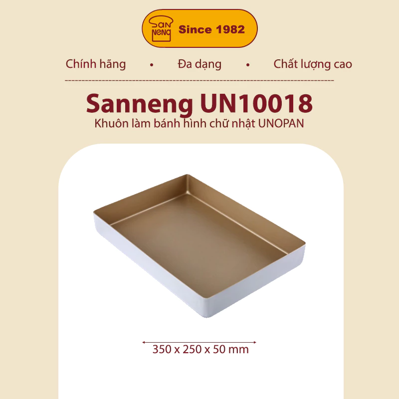Sanneng UN10018 - Khuôn làm bánh hình chữ nhật thành cao UNOPAN 350x250x50mm