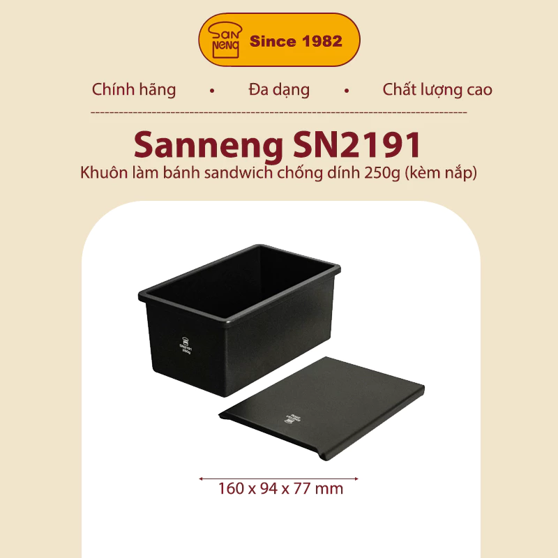 Sanneng SN2191 - Khuôn làm bánh Sandwich chống dính 250g (kèm nắp)
