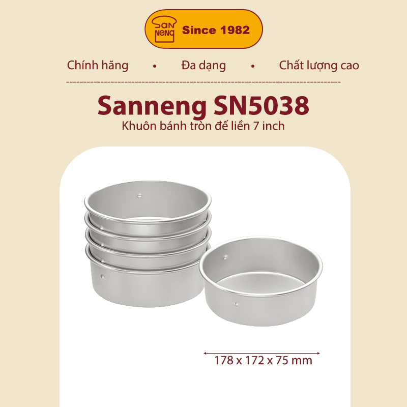 Sanneng SN5038 - Khuôn bánh tròn đế liền 7 inch