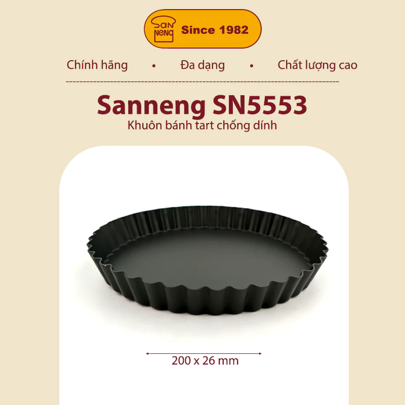 Sanneng SN5553 - Khuôn bánh tart chống dính 200x181x26 - BBO