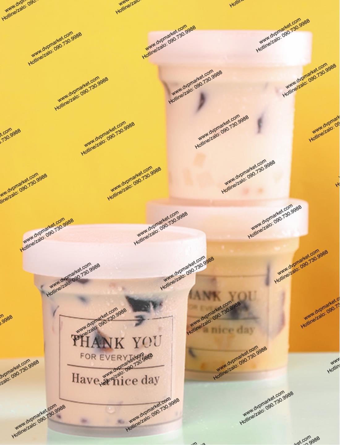 S - Hộp nhựa nắp trắng đựng kem Thank you 500ml - 360 cái/thùng