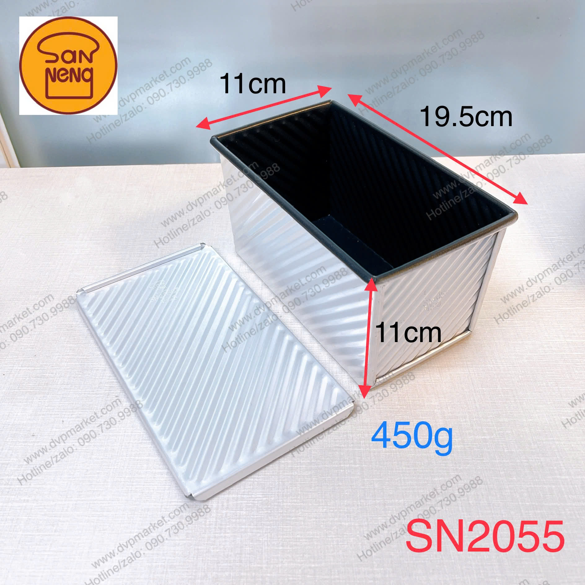 Sanneng SN2055 - Khuôn bánh Sandwich chống dính 450g (ko nắp)