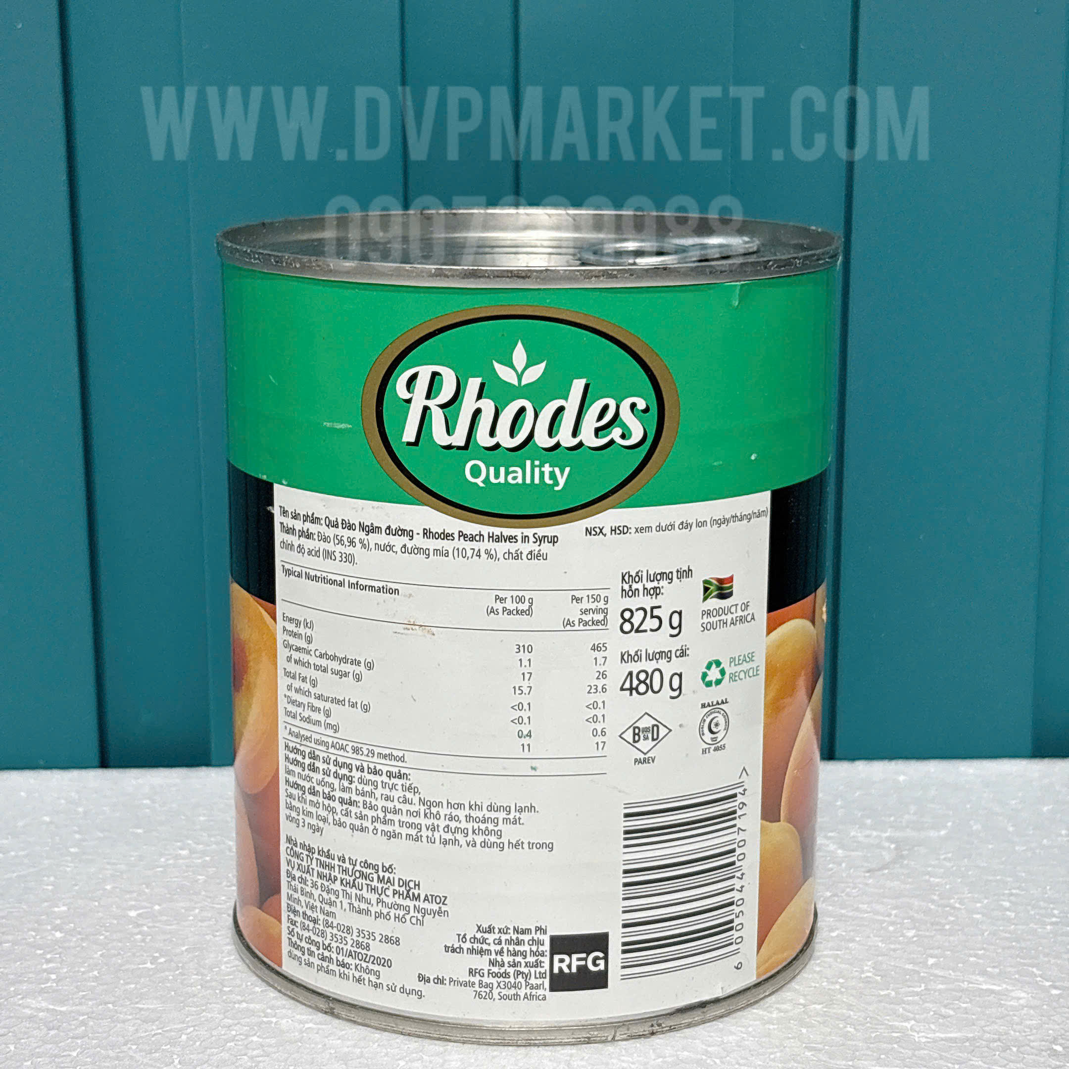 Rhodes - Đào ngâm đóng hộp (825g)