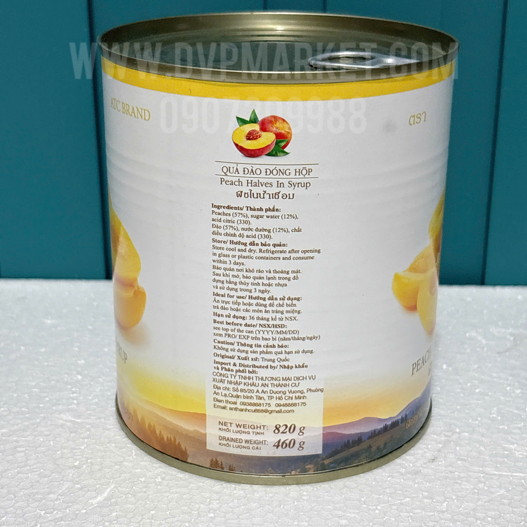 Doddos Thái - Đào ngâm đóng hộp (820g)