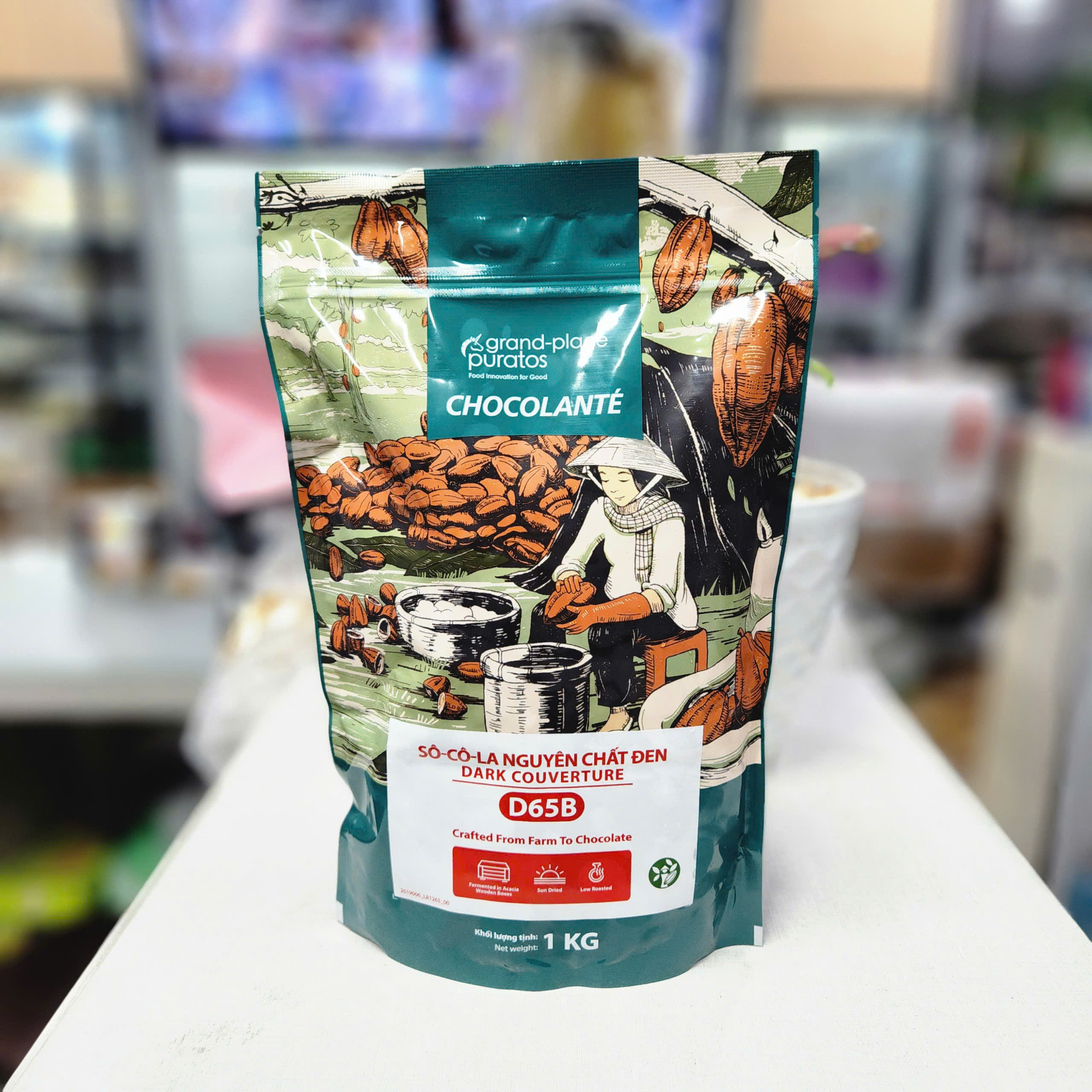 Puratos - Socola nút đen Ghana dark 65% (1kg)