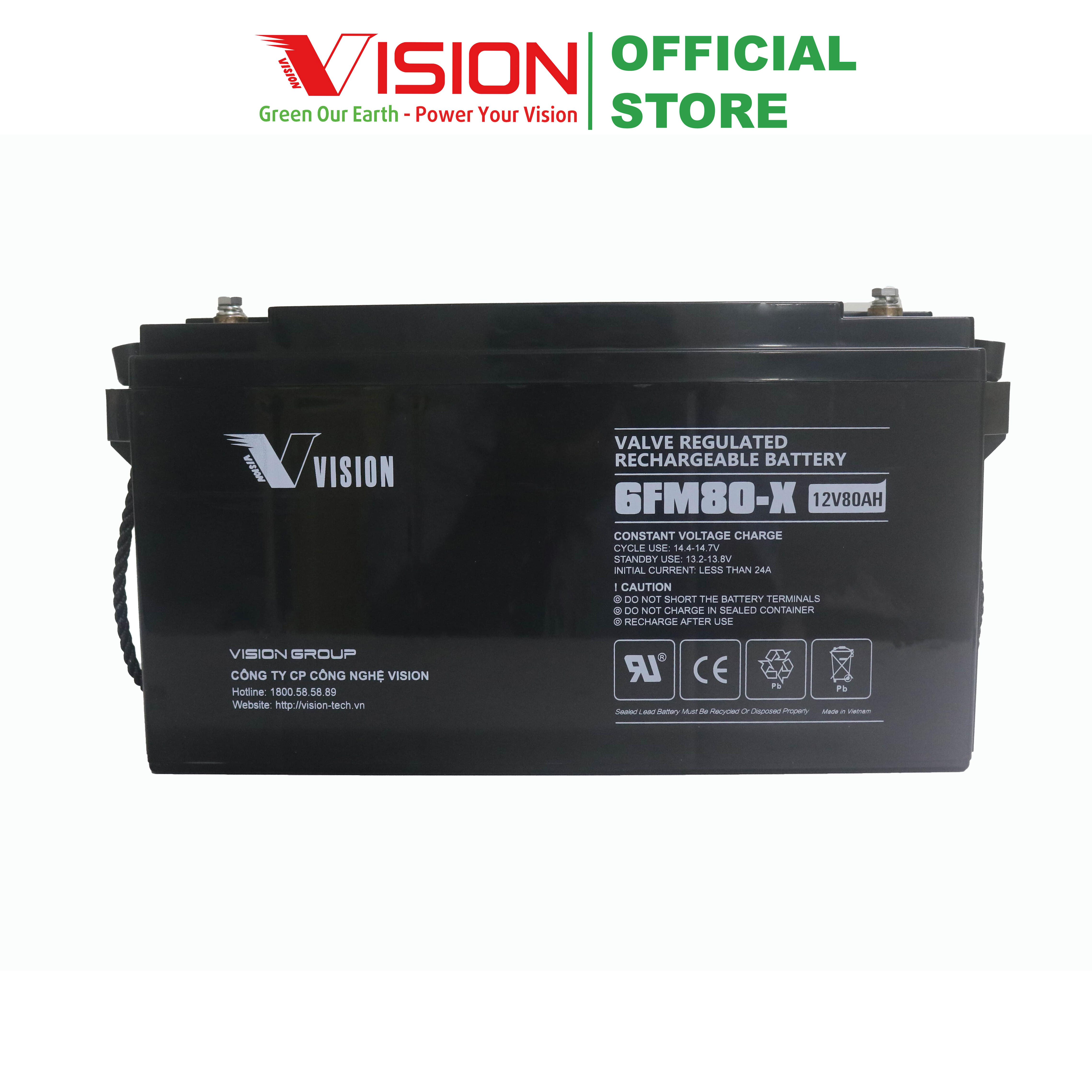 Ắc quy Vision 6FM80-X(12V80Ah)