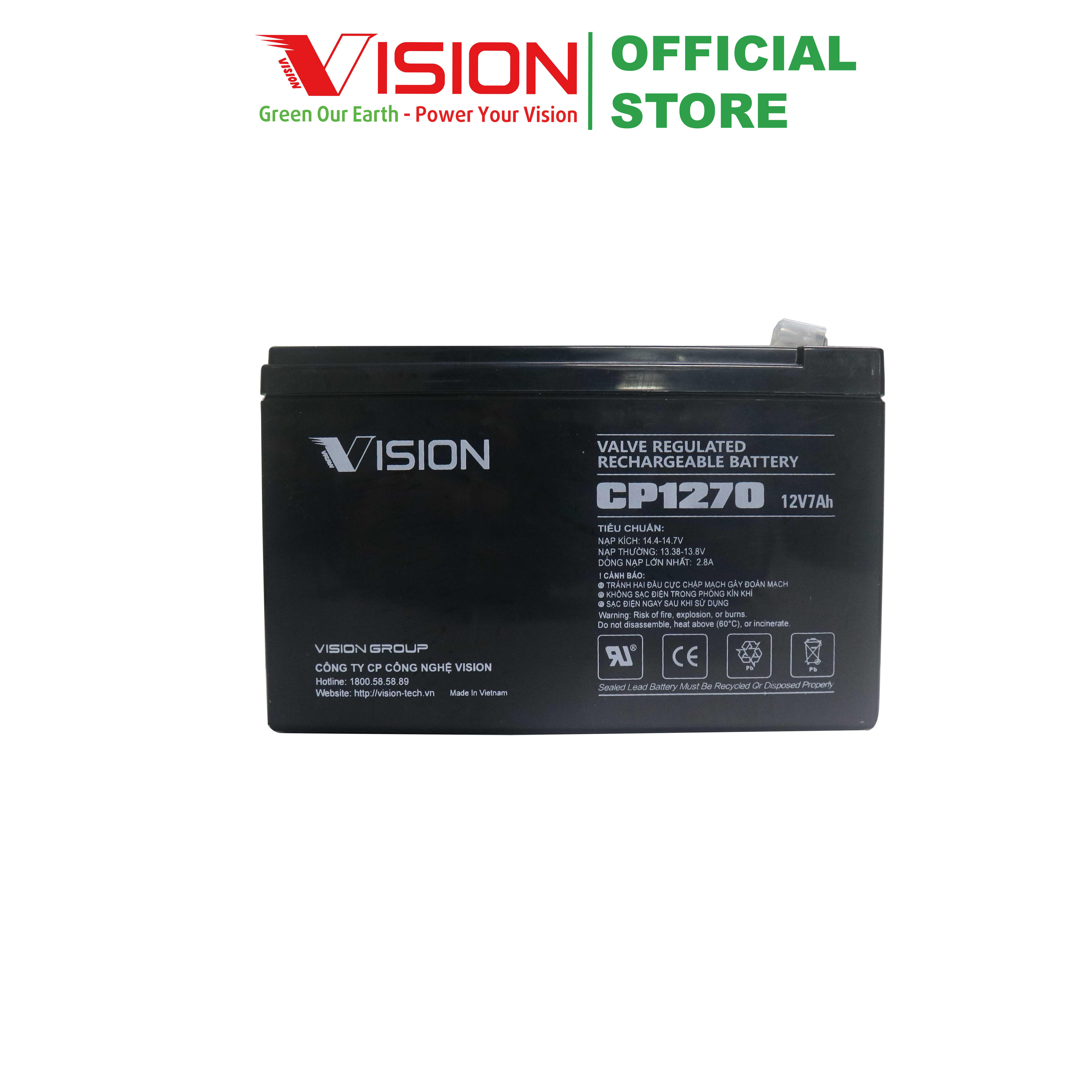 Bình ắc quy Vision CP1270 (12V7.0Ah)