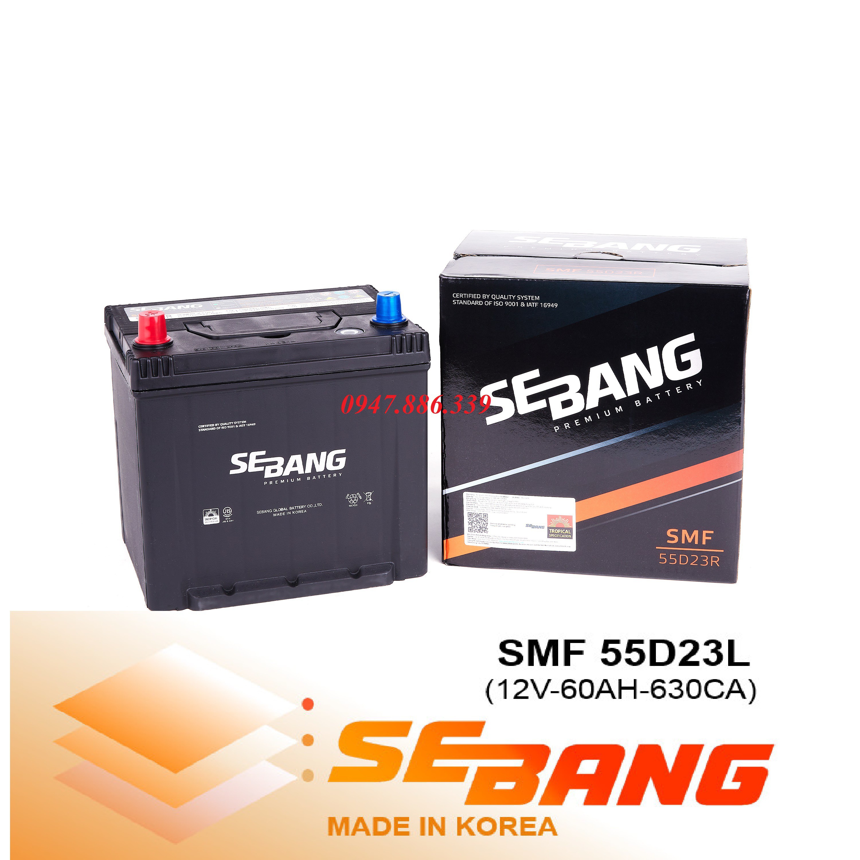 ẮC QUY SEBANG SMF 55D23L (12V-60AH)