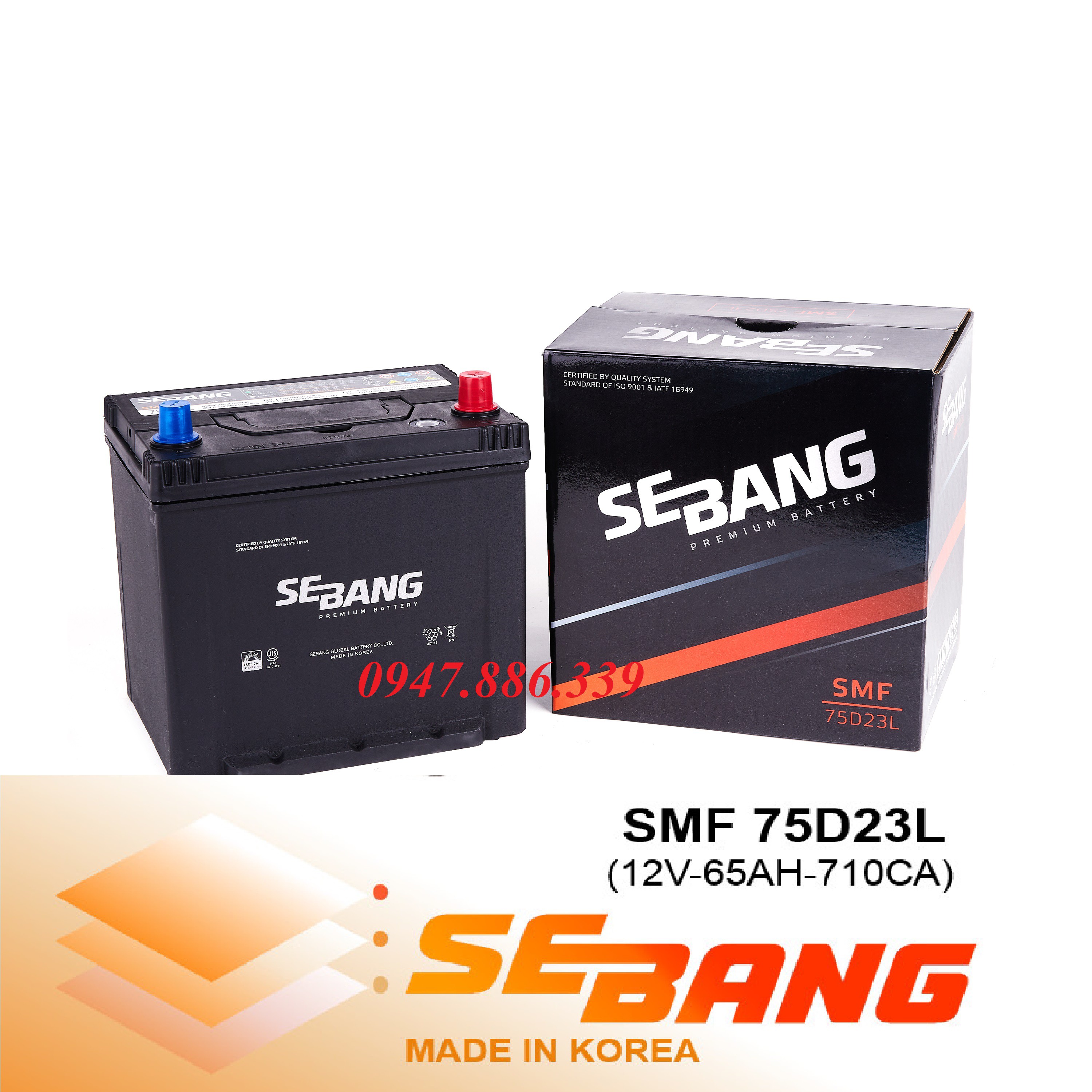 ẮC QUY SEBANG SMF 75D23L (12V-65AH)