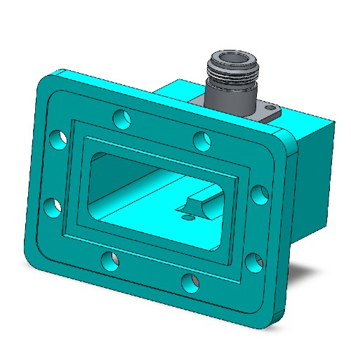 WR187 Waveguide Coaxial Adapter, 3.95GHz to 5.85GHz, PDR Flange