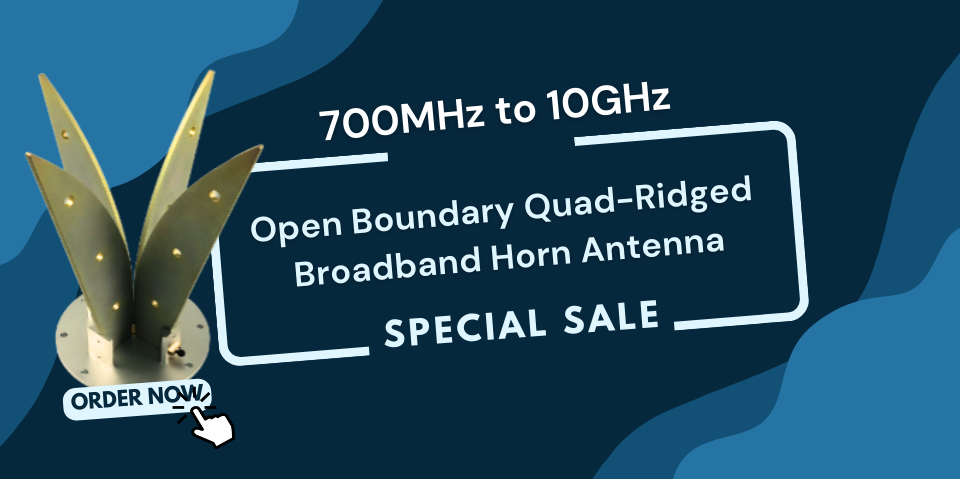 700MHz to 10GHz Open Boundary Quad-Ridged Broadband Horn Antenna SMA-Female Model No: HR-07M10GT1-SF