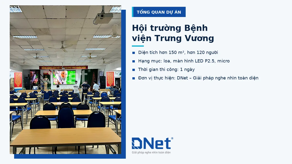 Hội trường Bệnh viện Trưng Vương với màn hình LED P2.5 do DNet lắp đặt