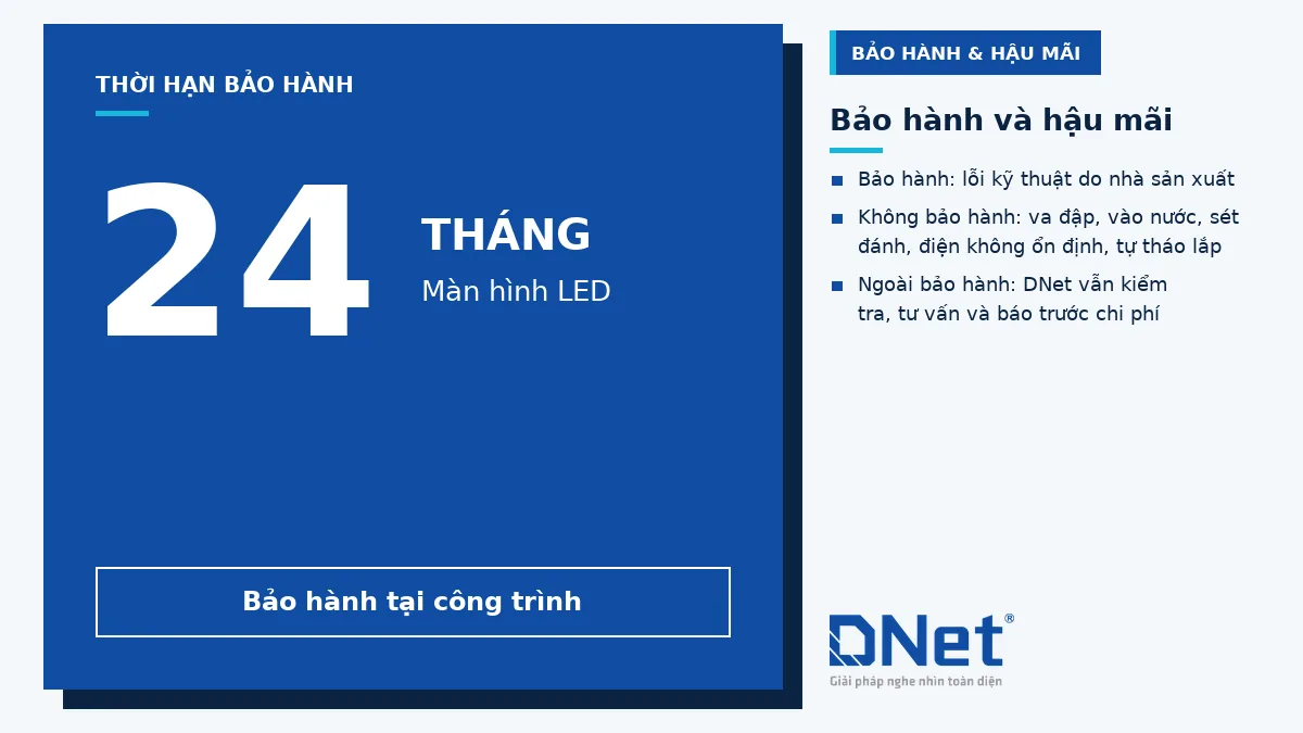 Bảo hành màn hình LED cong 24 tháng tại công trình