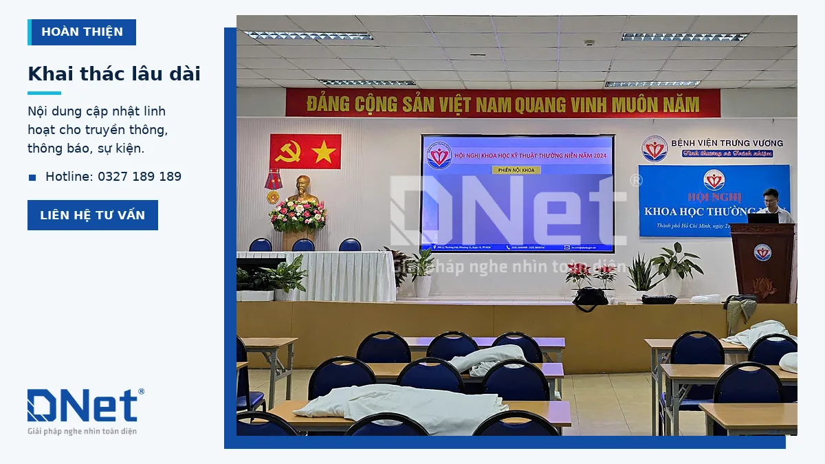 Màn hình LED P2.5 phục vụ hội nghị tại hội trường Bệnh viện Trưng Vương