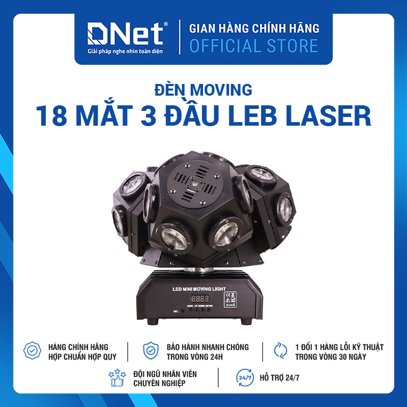 Đèn Moving 18 Mắt 3 Đầu Leb Laser