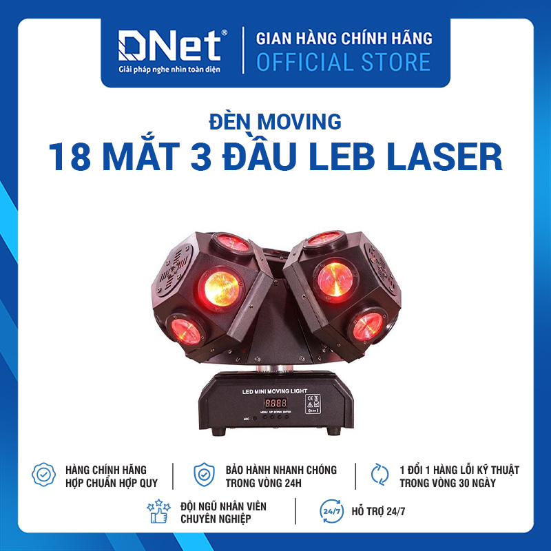 Đèn Moving 18 Mắt 3 Đầu Leb Laser
