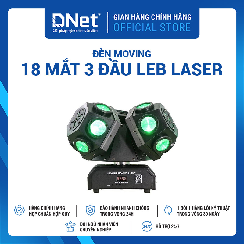 Đèn Moving 18 Mắt 3 Đầu Leb Laser