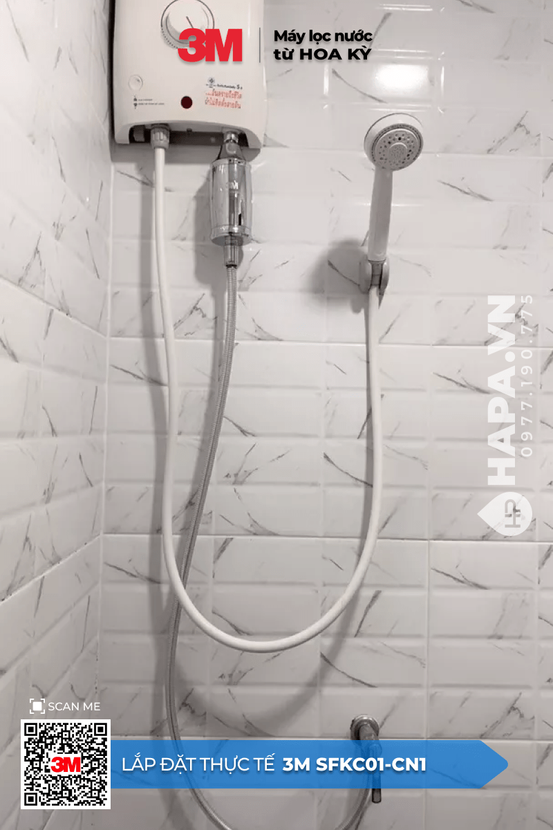 Hình ảnh lắp đặt thực tế của Bộ Lọc Nước Vòi Sen Tắm 3M SFKC01-CN1 tại Asahi Tower, Quận 8, TP HCM
