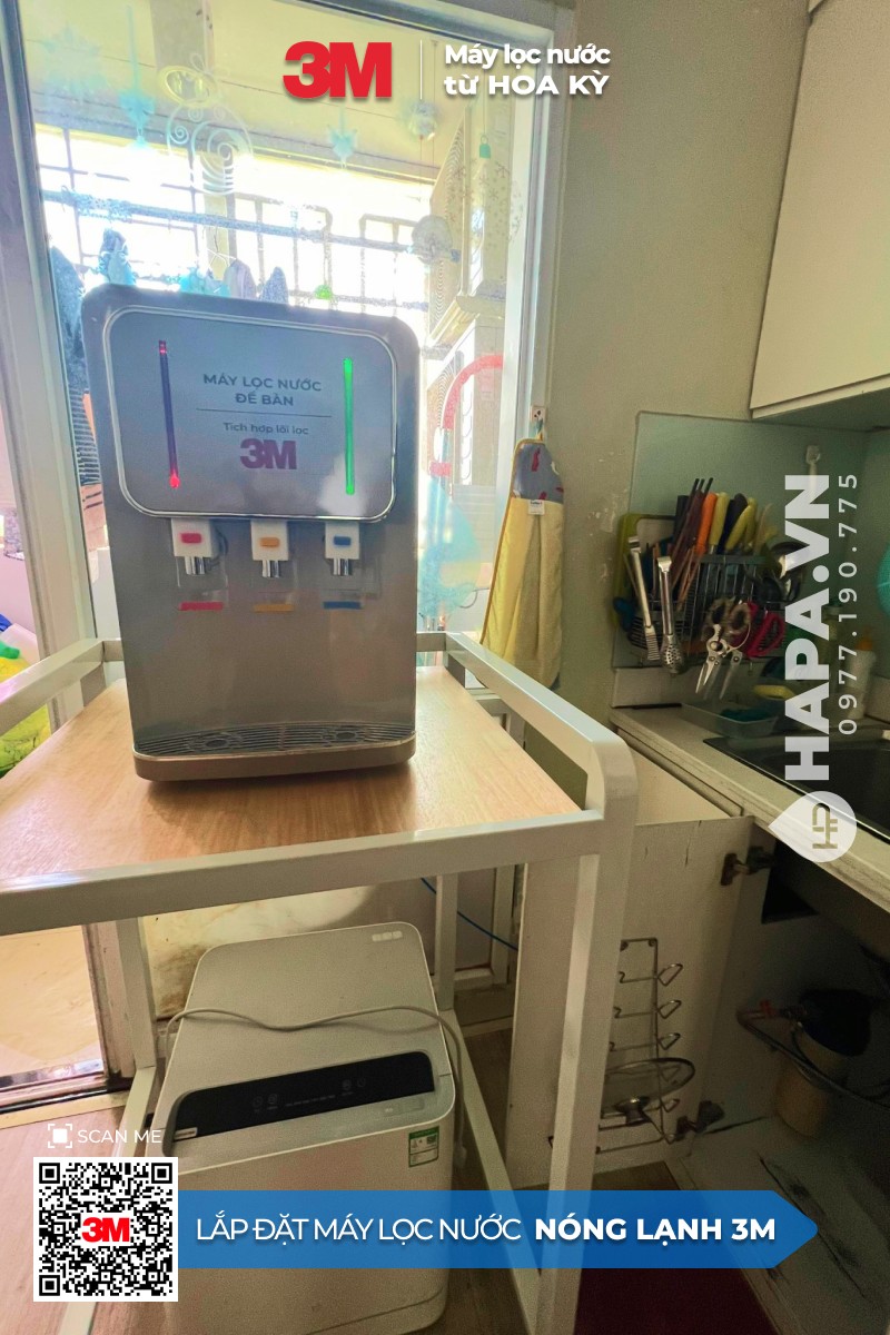 Hình ảnh lắp đặt thực tế của Cây Nước Nóng Lạnh Để Bàn 3M HCD-CS01 tại Royal City, Hà Nội (1)