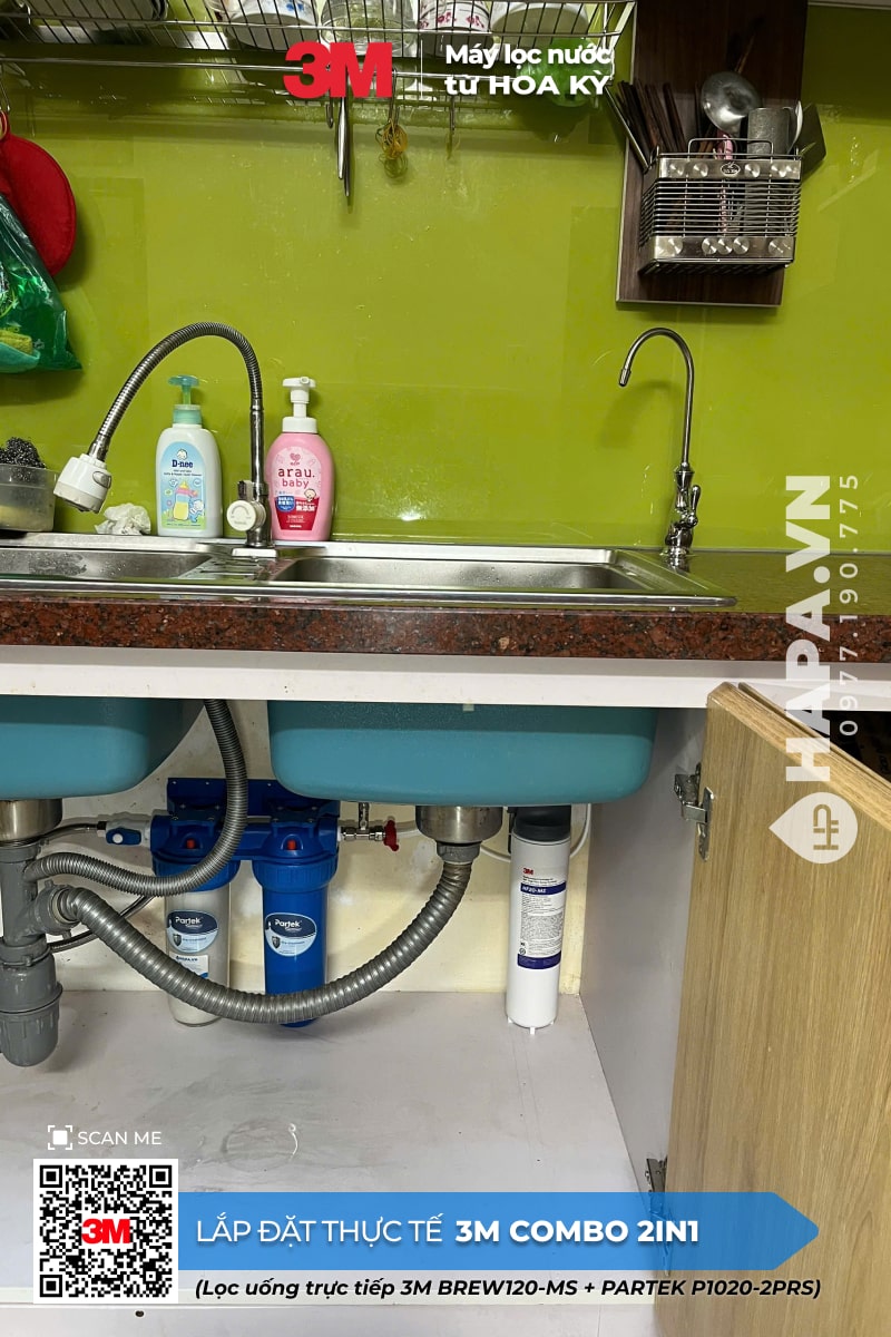 Hình ảnh lắp đặt thực tế của Combo Máy Lọc Nước 3M 2-TRONG-1 tại Green View, Quận 7, TP HCM 