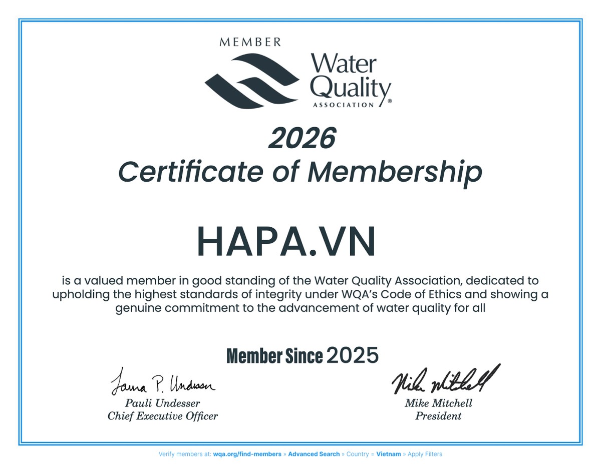 HAPA.VN official member of Water Quality Association WQA USA
