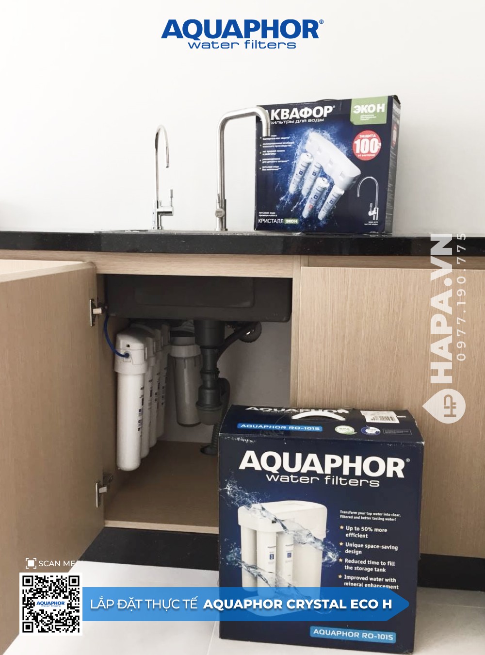 Hình ảnh lắp đặt thực tế của Máy Lọc Nước AQUAPHOR CRYSTAL ECO H ở Chung cư Masteri West Heights, Nam Từ Liêm, Hà Nội