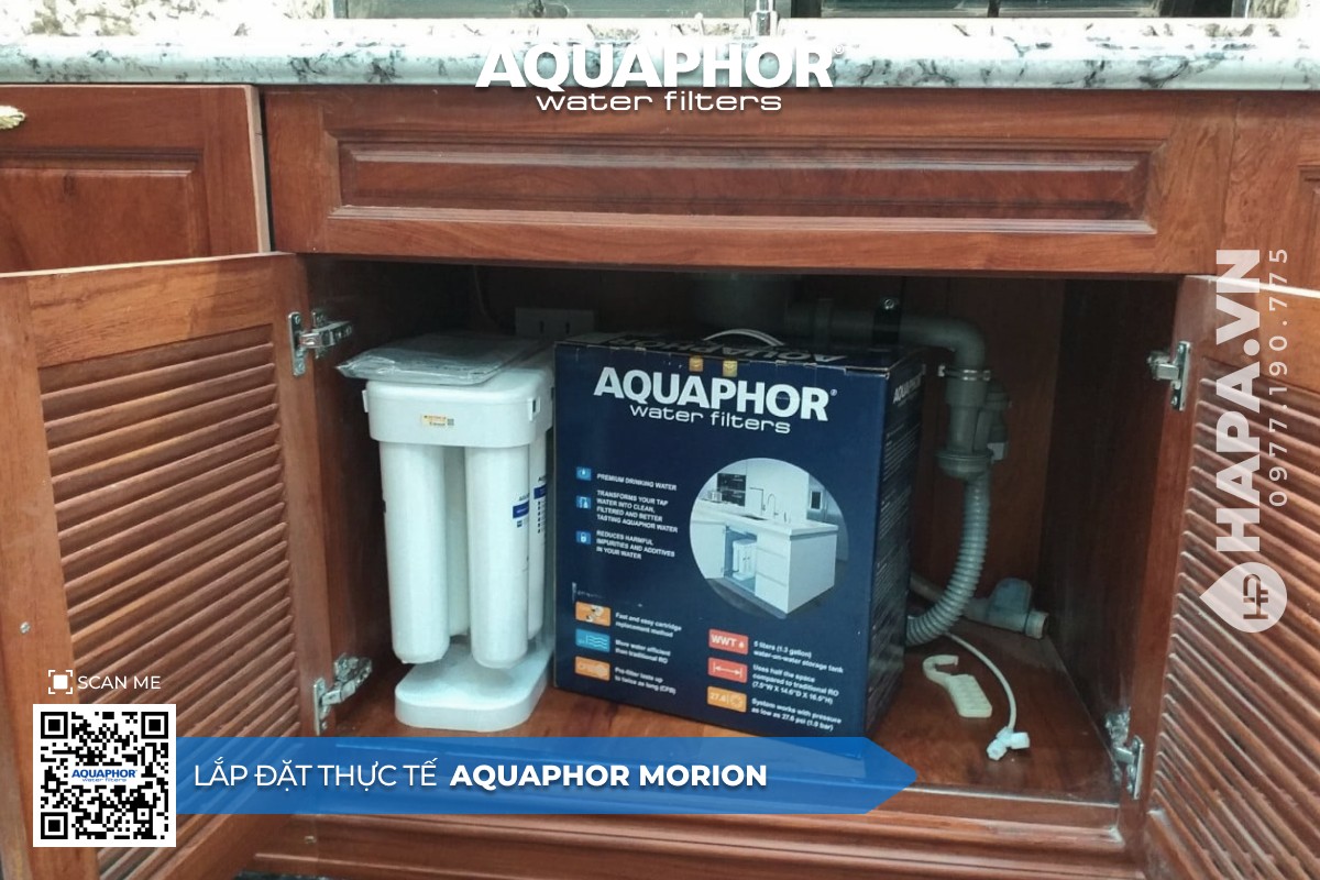 Hình ảnh lắp đặt thực tế của Máy Lọc Nước AQUAPHOR MORION ở Chung cư Càng Long, Trà Vinh