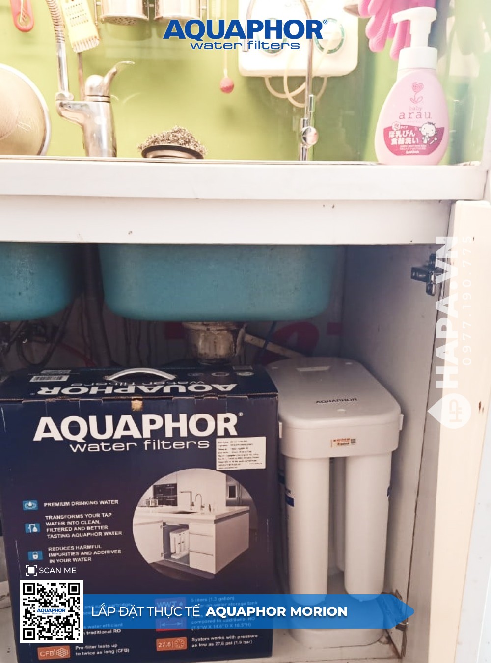 Hình ảnh lắp đặt thực tế của Máy Lọc Nước AQUAPHOR MORION ở Chung cư Happy One, Thủ Dầu Một, Bình Dương